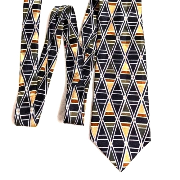 Vintage Men's Van Heusen 100% Silk Tie Abstract Diamond Pattern - Picture 2 of 13